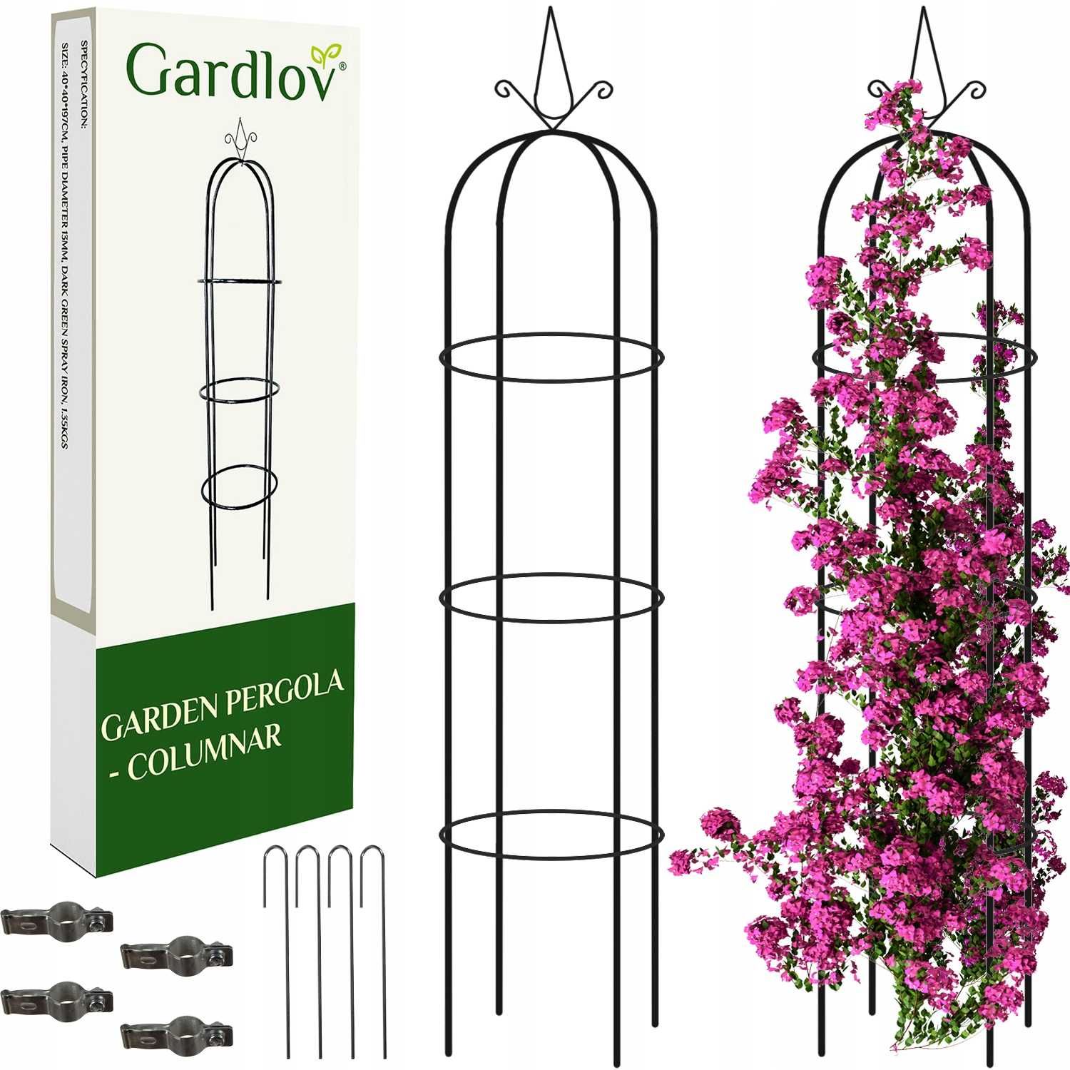 Pergola Ogrodowa na Kwiaty Róże Metalowa Duży Obelisk + Kotwy