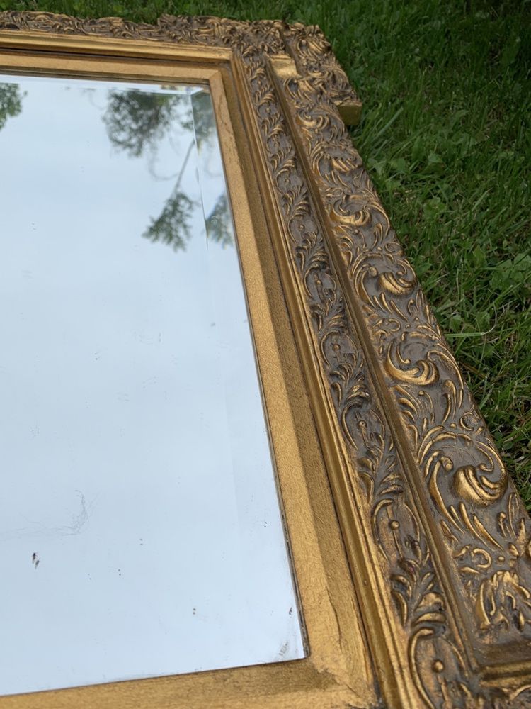 Kryształowe lustro przepiękna rama rzeźbiona drewniana
