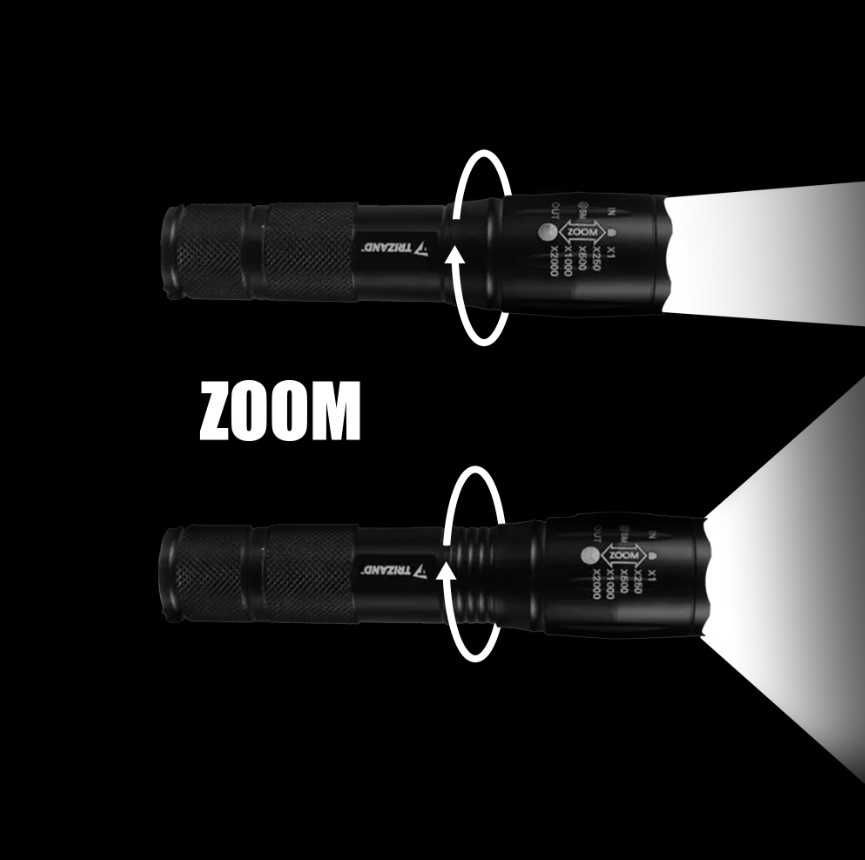 Latarka Taktyczna 2w1 LED + UV Zoom Wojskowa Akumulatorowa z Ładowarką