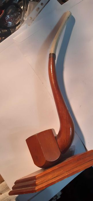 fajka drewniana ozdobna prl, duża ozdoba retro vintage