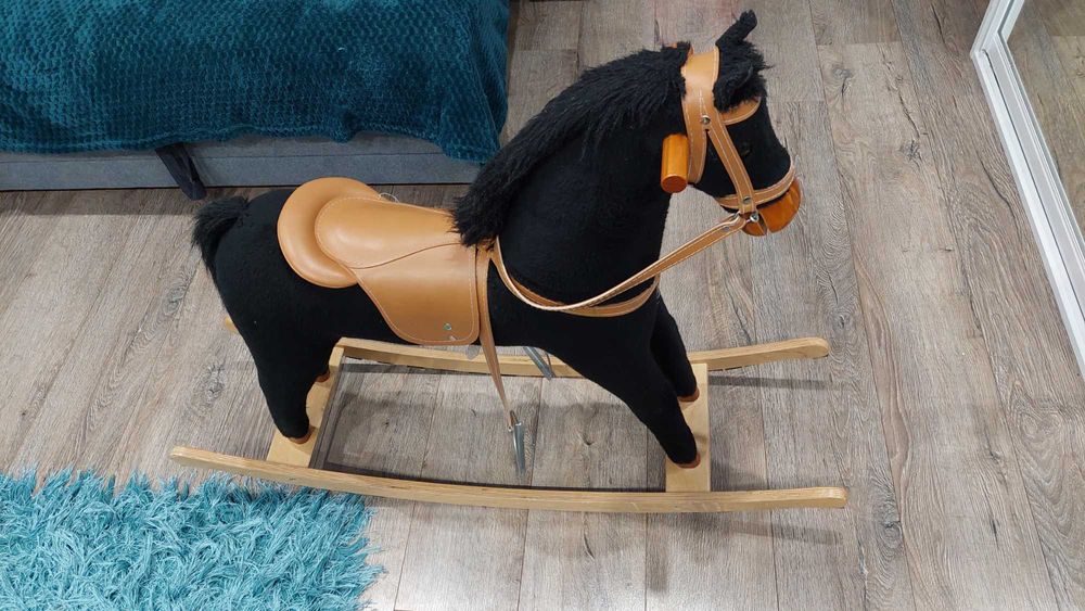 Koń na biegunach -DUŻY XXL - czarny