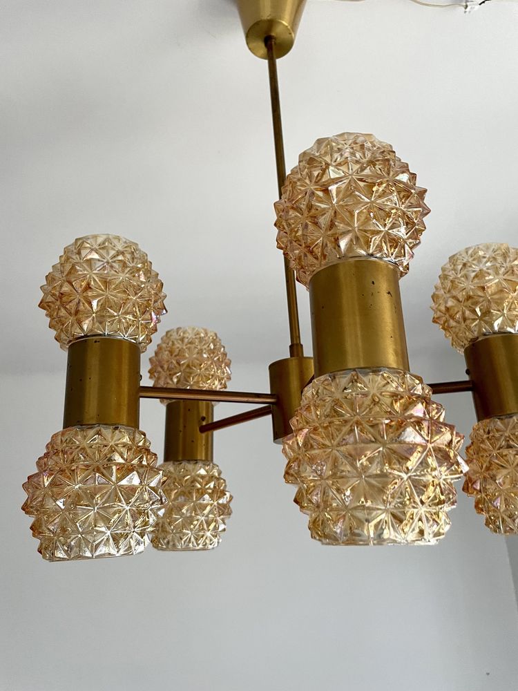 Lampa sufitowa, pięcioramienna vintage,Fest, Ikea, Szwecja, lata 60.