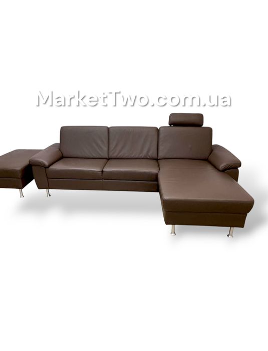 Кожаный, шкіряний комплект кутовий-диван+ пуф ( 180702 )