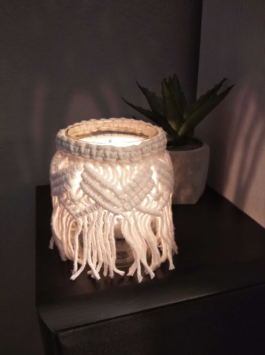 Lampion - świecznik makrama