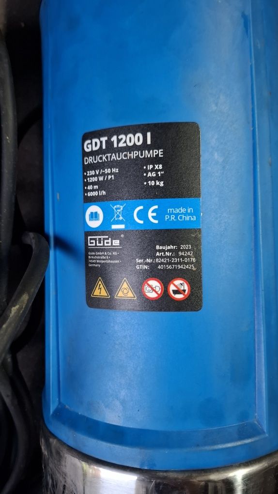 Pompa zatapialna ciśnieniowa gude gdt 1200i