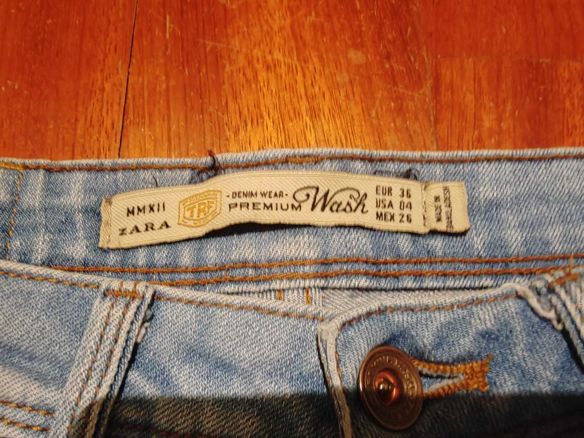 Calções em ganga elástica da marca Zara. Novos. Sem uso.