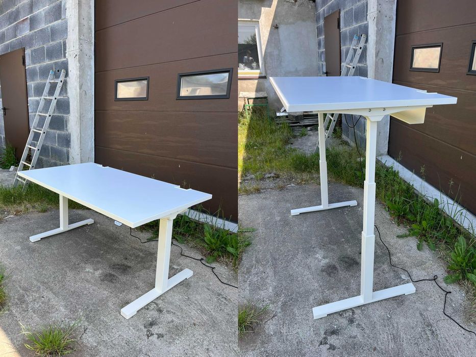 Biurko elektryczne regulowane MDD 140x80 piękne biały pastel okazja!
