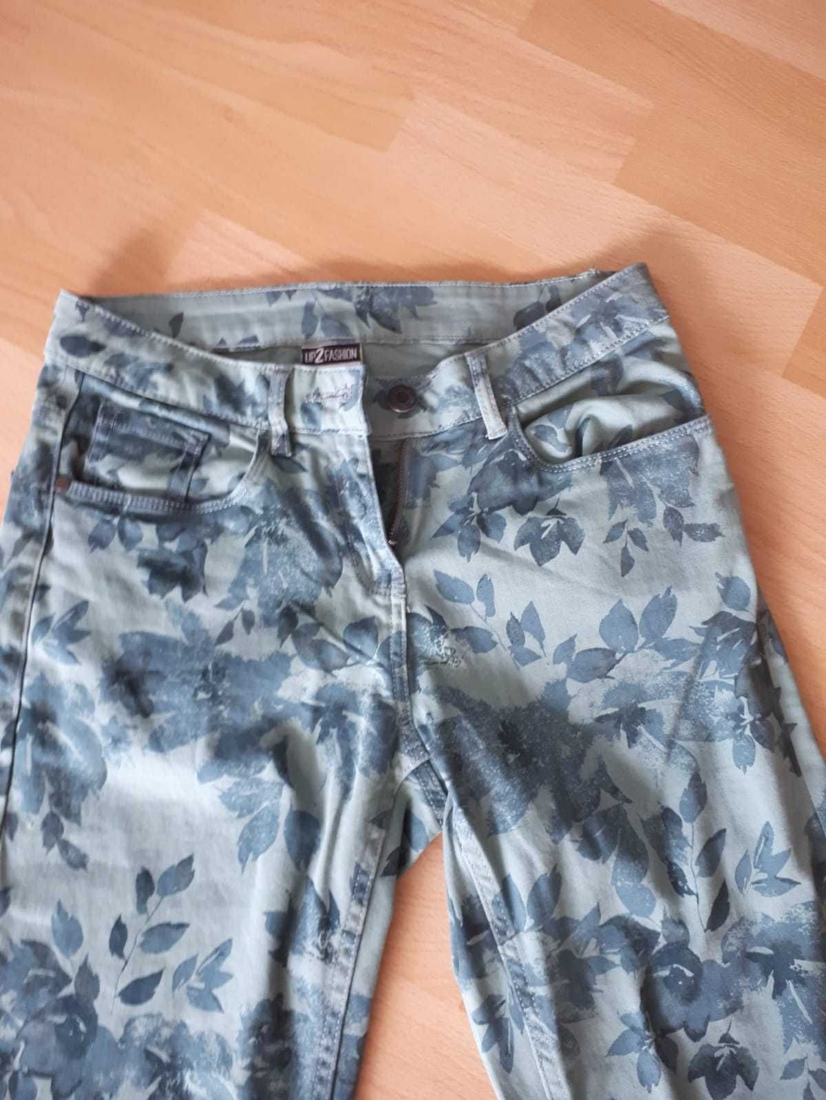 Spodnie damskie jeans,kwiaty,rozmiar36,nowe
