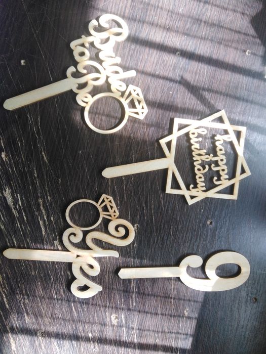 Топперы для букетов, тортов. Слова из дерева.