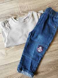 Zestaw - jeansy Lee Cooper 12m-cy i bluza H&M rozm. 80