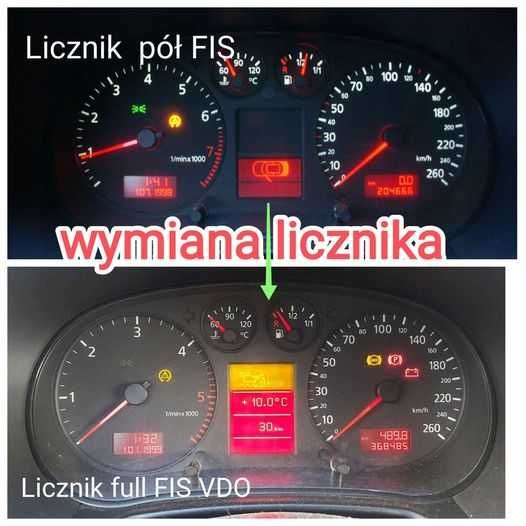 Wymiana licznika pół FIS na Licznik VDO FULL do Audi a3 8L A6 C5 a4 b5