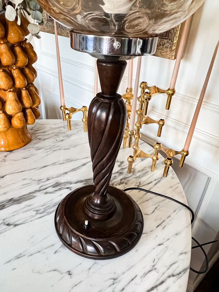 Bardzo duża drewniana lampa art Deco oryginalna 1930