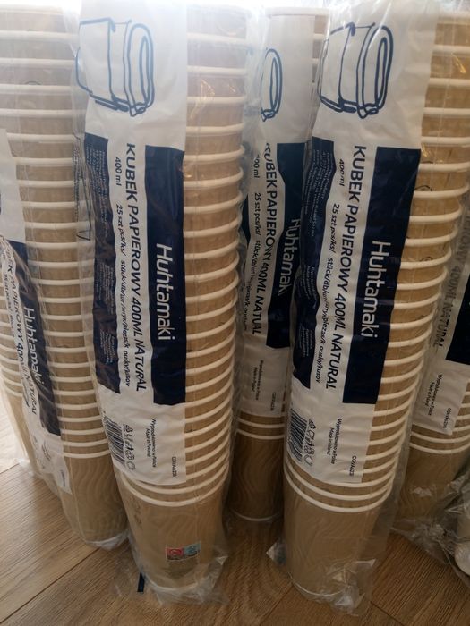 Kubki Huhtamaki 25 szt. Kubek kraftowy jednorazowy termiczny owijka