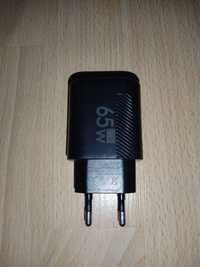 Двопортовий зрядний пристрій  65W GaN PD USB-C+USB-A швидка зарядка