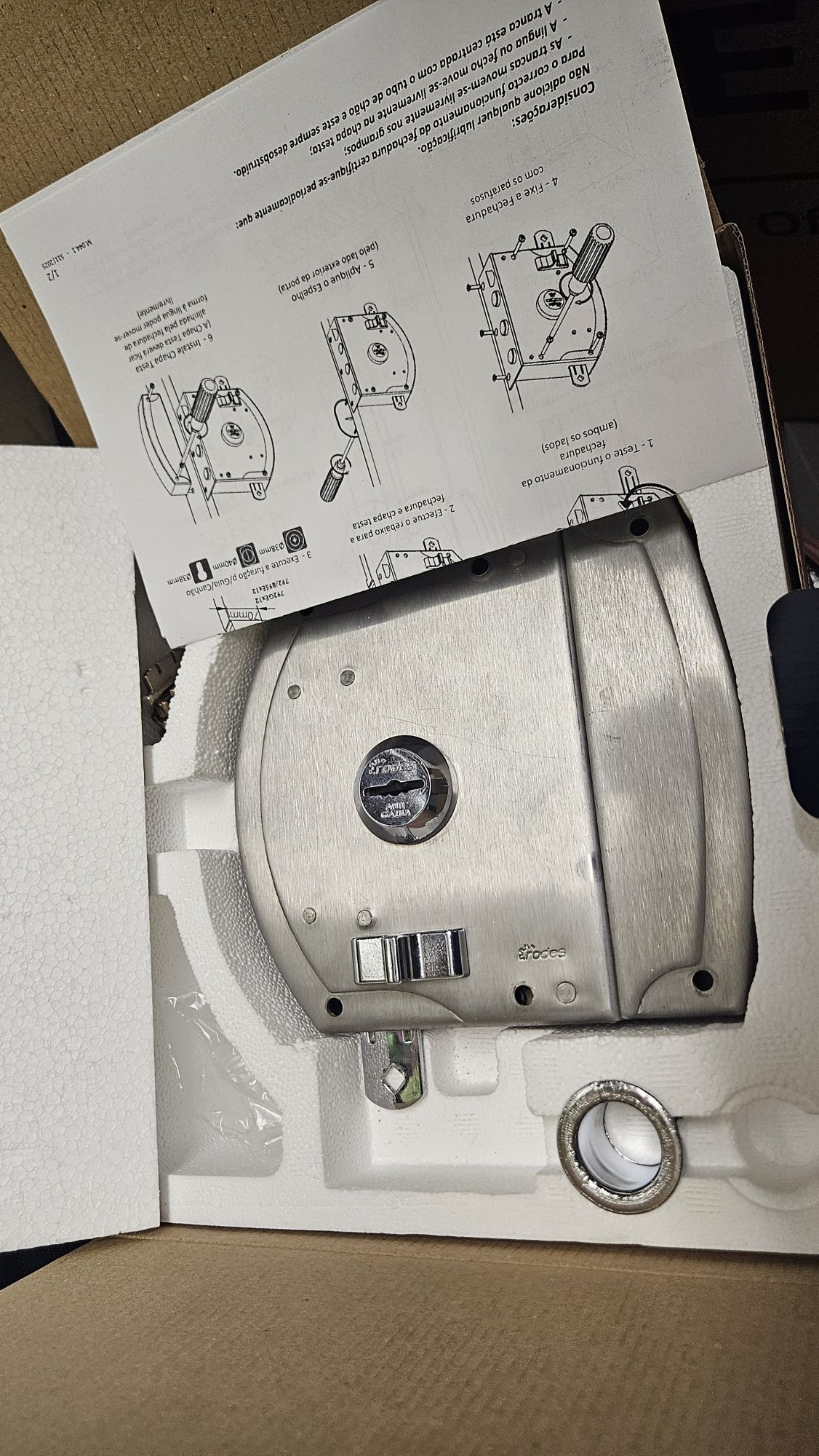 Fechadura RODES alta segurança AÇO INOX 2500 AZ 60x130 na caixa