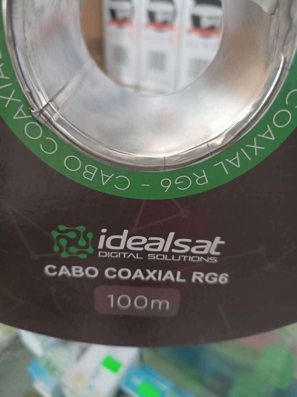 Cabo coaxial RG 6 branco – 100 mts – IDEALSAT