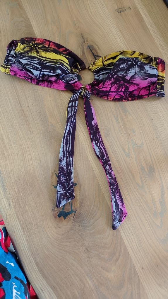 Strój kostium kąpielowy dwuczęściowy bikini Cubus kolorowe palmy M L
