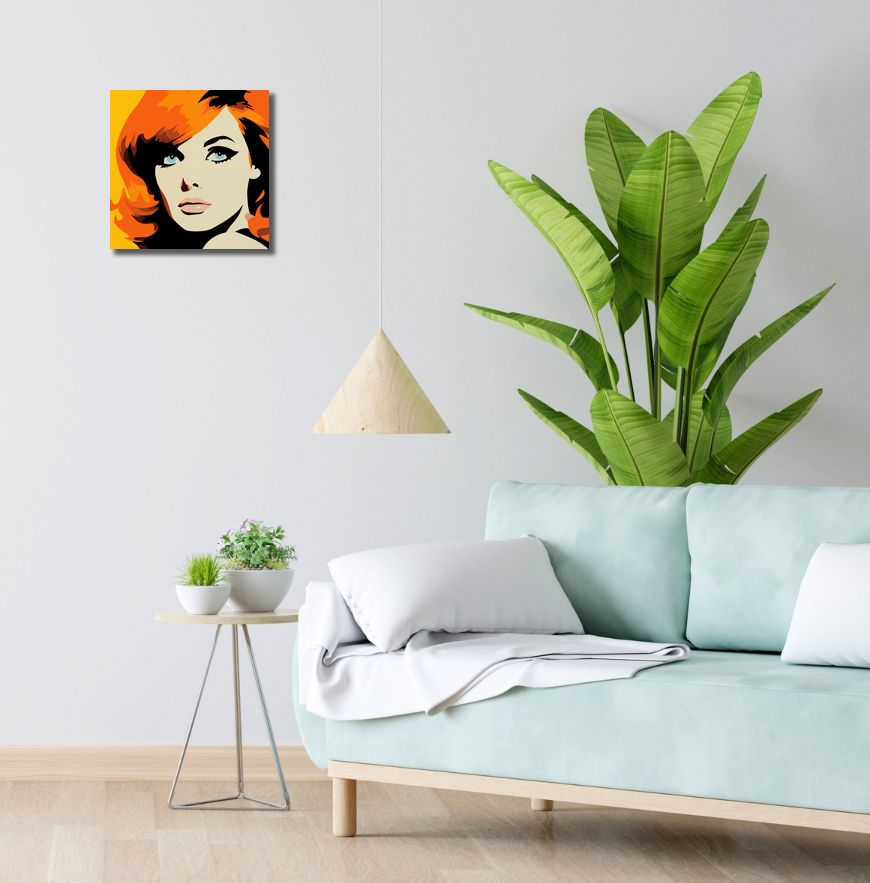 Obraz 30x30cm Płomienny Wzrok o Płomiennych Włosach