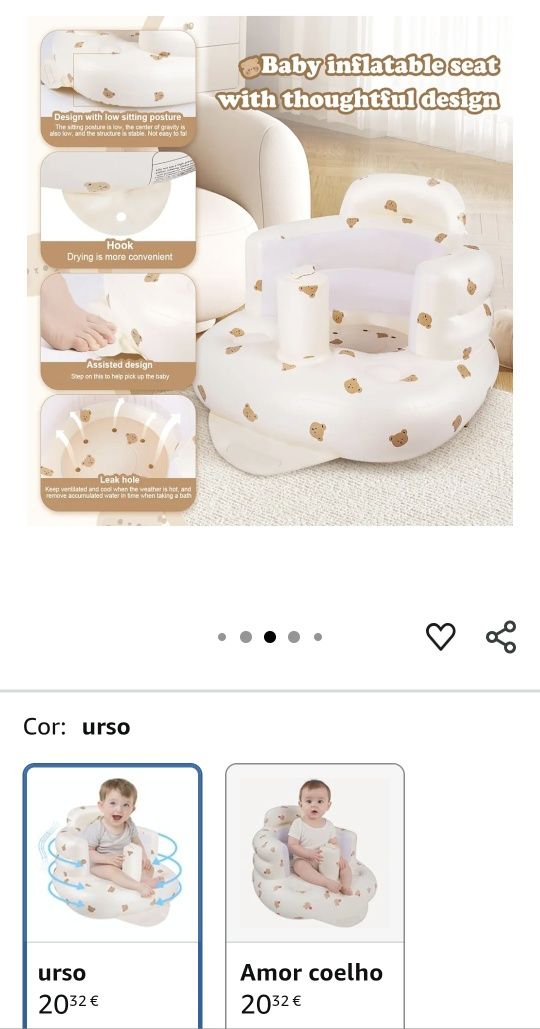 Sofá insuflável para bebé