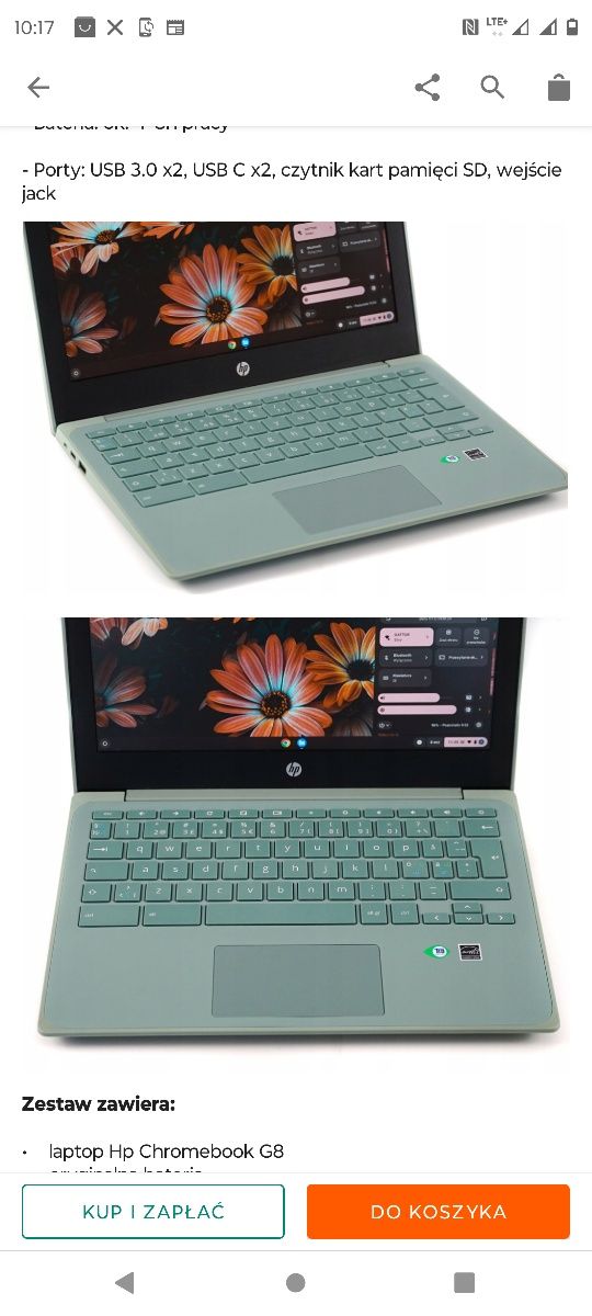 Laptop HP Mały Notebook HP Chromebook USB-C do Domu Pracy Nauki