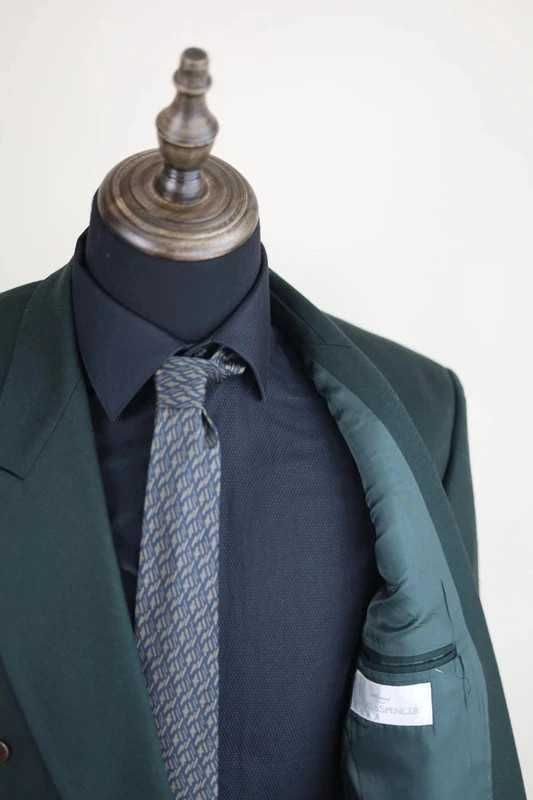 Marynarka męska dwurzędowa zielona marks&spencer L wełna  kaszmir