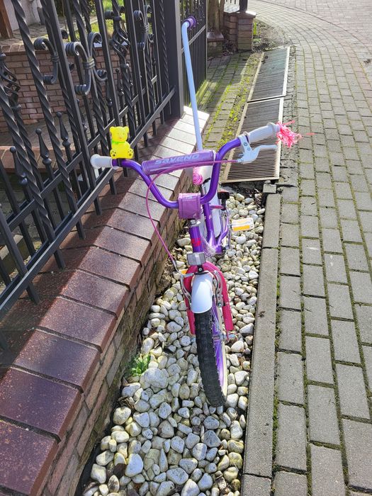 Rower Saveno 16 cali z uchwytem/popychaczem i bocznymi kółkami