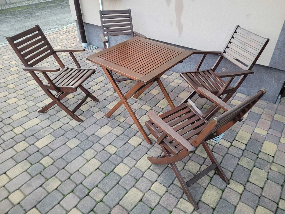 Komplet Ogrodowy Stół Z Krzesłami Lite Drewno