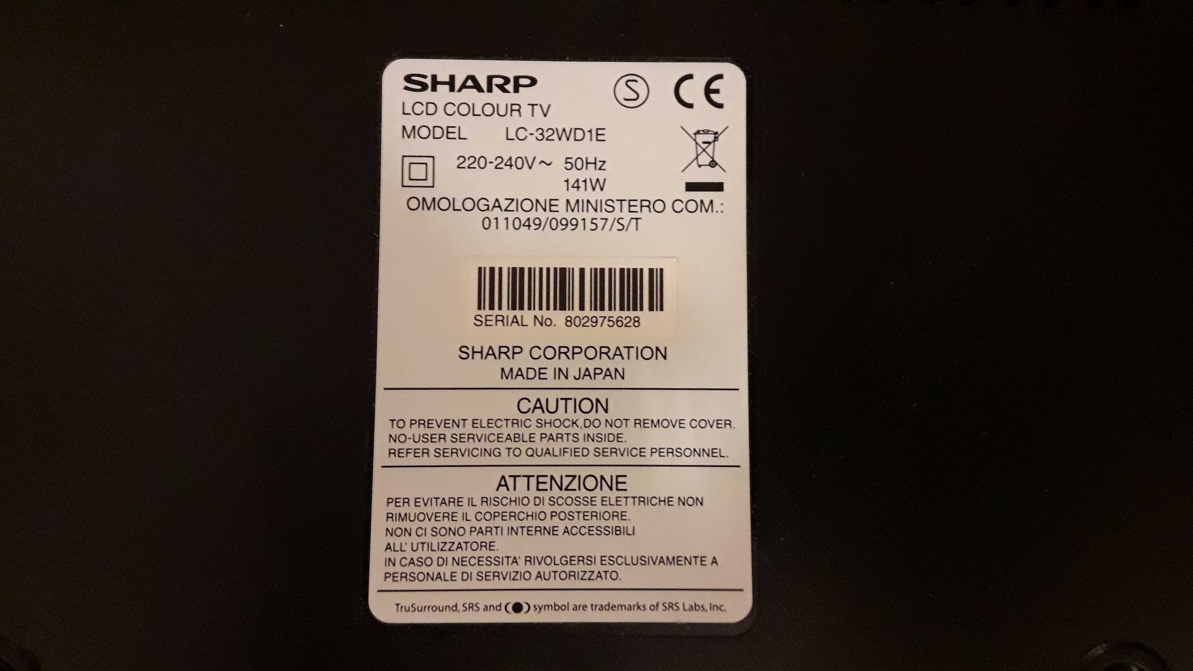 Sharp 32" LCD  Model :  LC-32WD1E  + oryginalny pilot