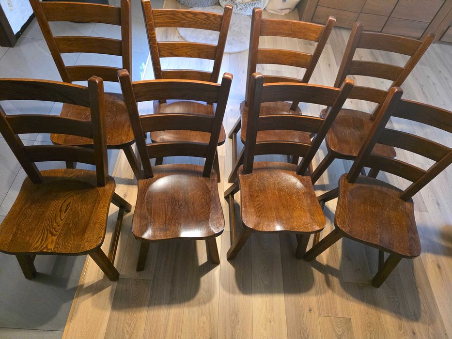 Krzesła holenderskie  8 szt komplet, lite drewno,dąb.