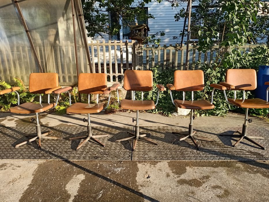 Krzesła obrotowe PRL 5szt. vintage loft