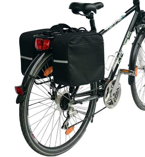 Sakwa na bagażnik, torba rowerowa 2x10L - czarna