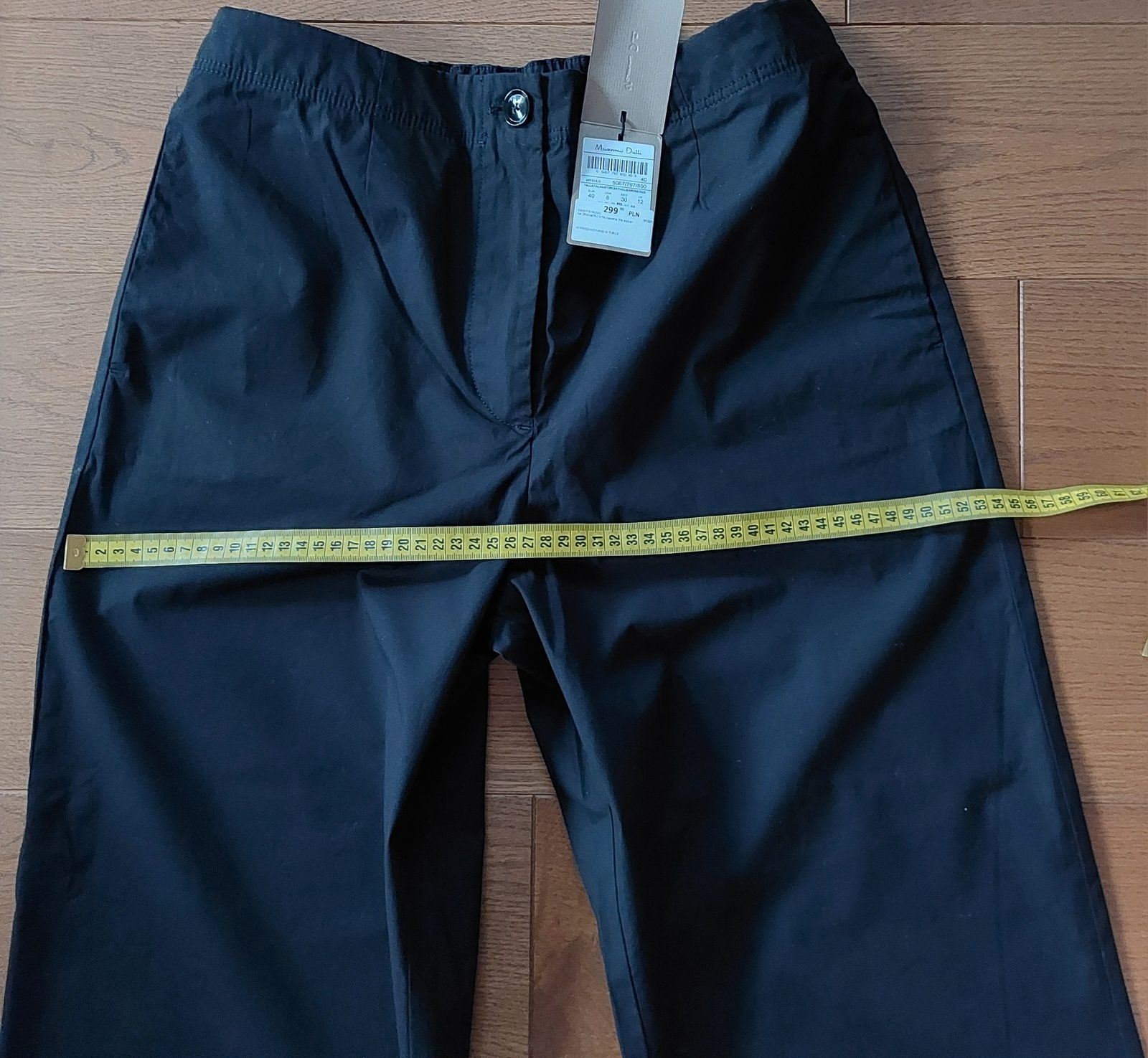 Massimo Dutti czarne bawełniane, proste, spodnie r40