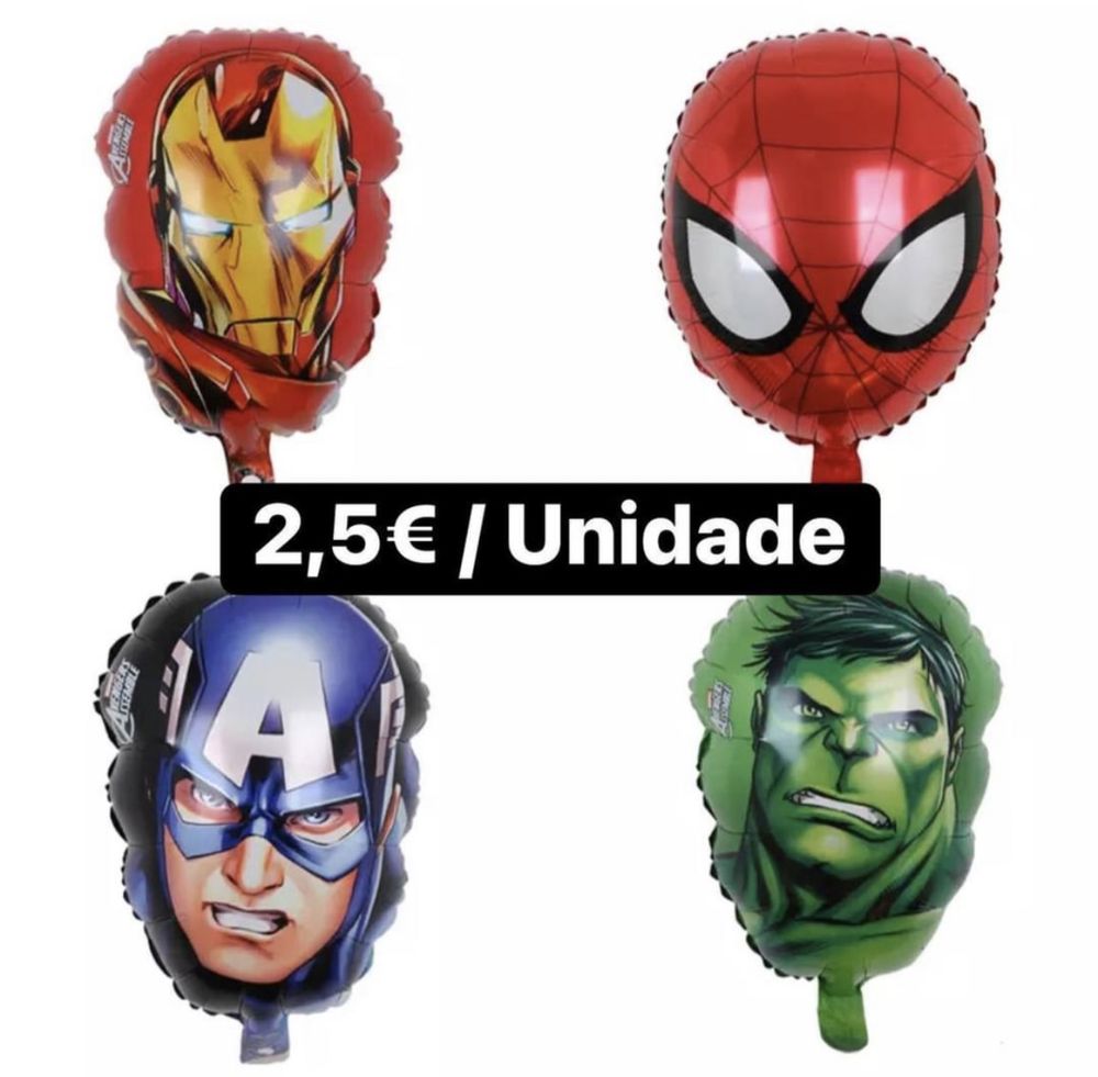 Baloes Marvel (Hulk , Capitao America, Homem Aranha, Homem Ferro)