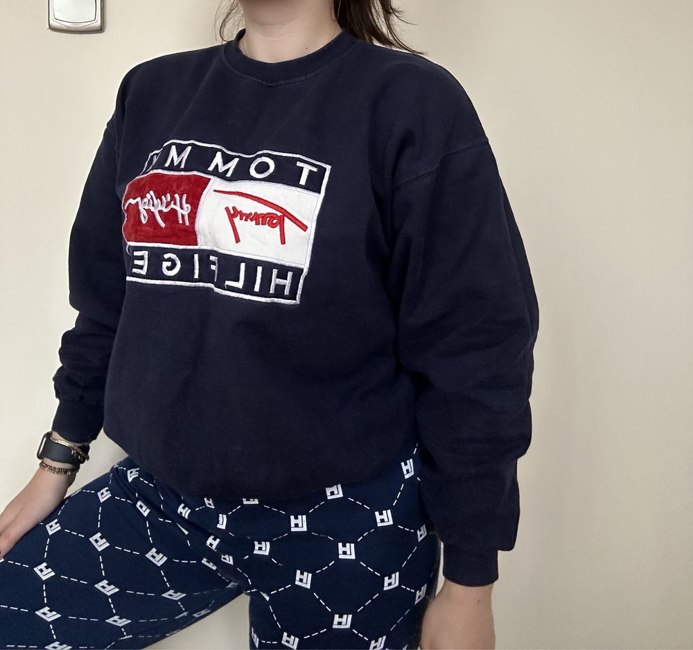Granatowa bluza tommy hilfiger vintage oversize