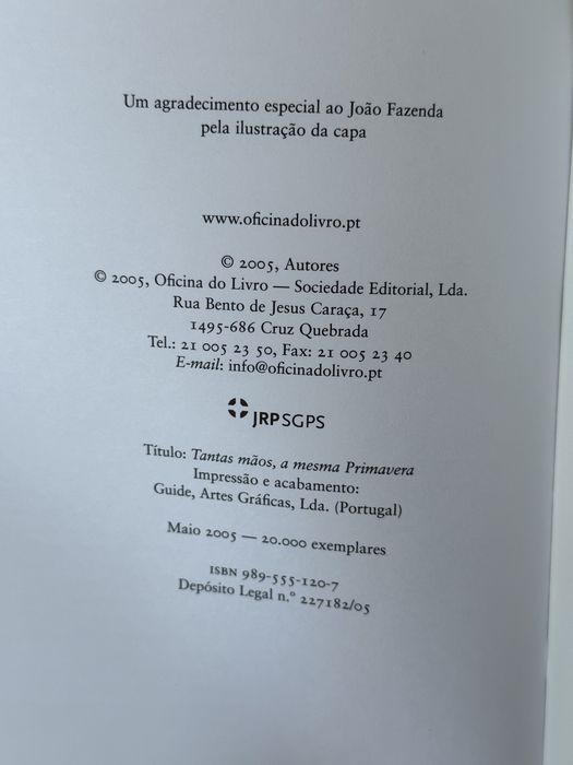Livro “tantas mãos a mesma primavera “ - vários autores