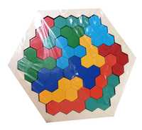 Klocki puzzle układanka drewniana Montessori - kształty