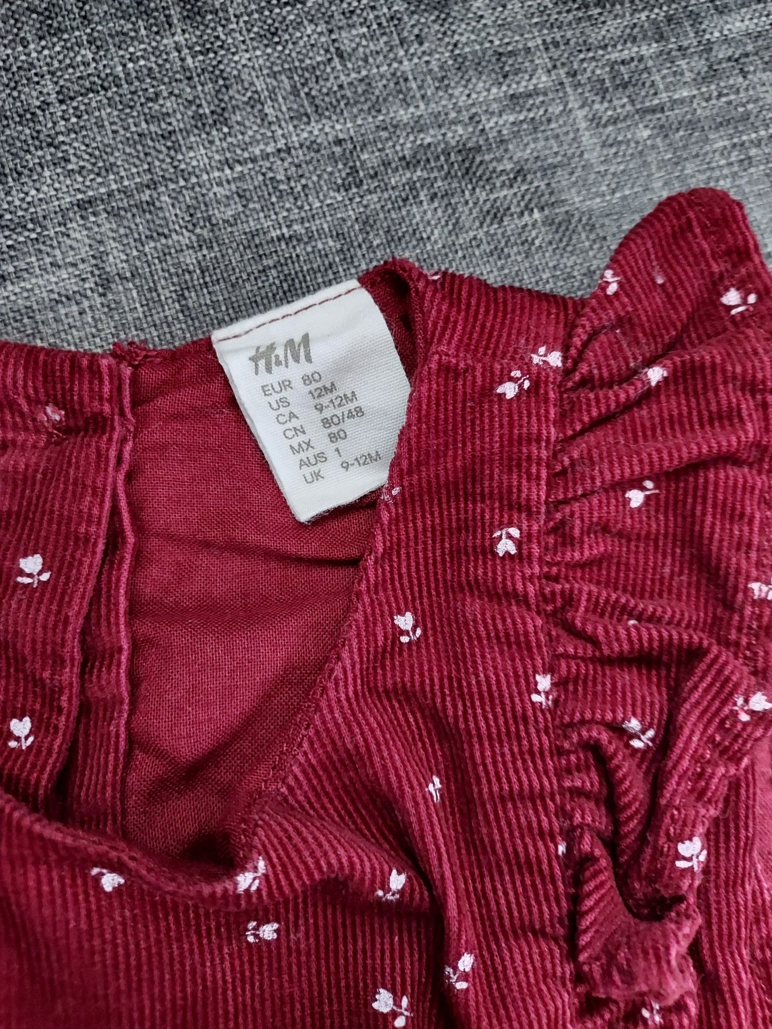 H&M Sukienka sztruksowa czerwona bordo H&M 80