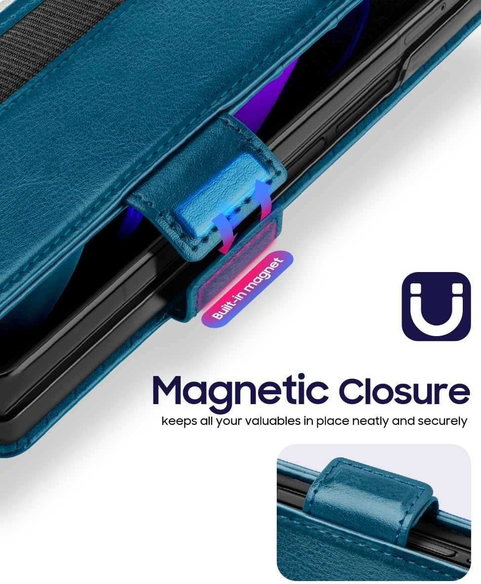 OCASE etui skórzane do Samsung Galaxy Z Fold 6  pawi niebieski szkło