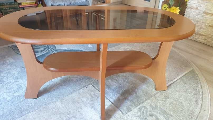 Ława owalna z szybą