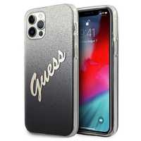 Guess Etui iPhone 12/12 Pro 6,1" Czarny Glitter Gradient