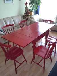 Stół do jadalni LITE DREWNO,rozkładany lata 60-70 ANTYK.Plus 6 krzeseł