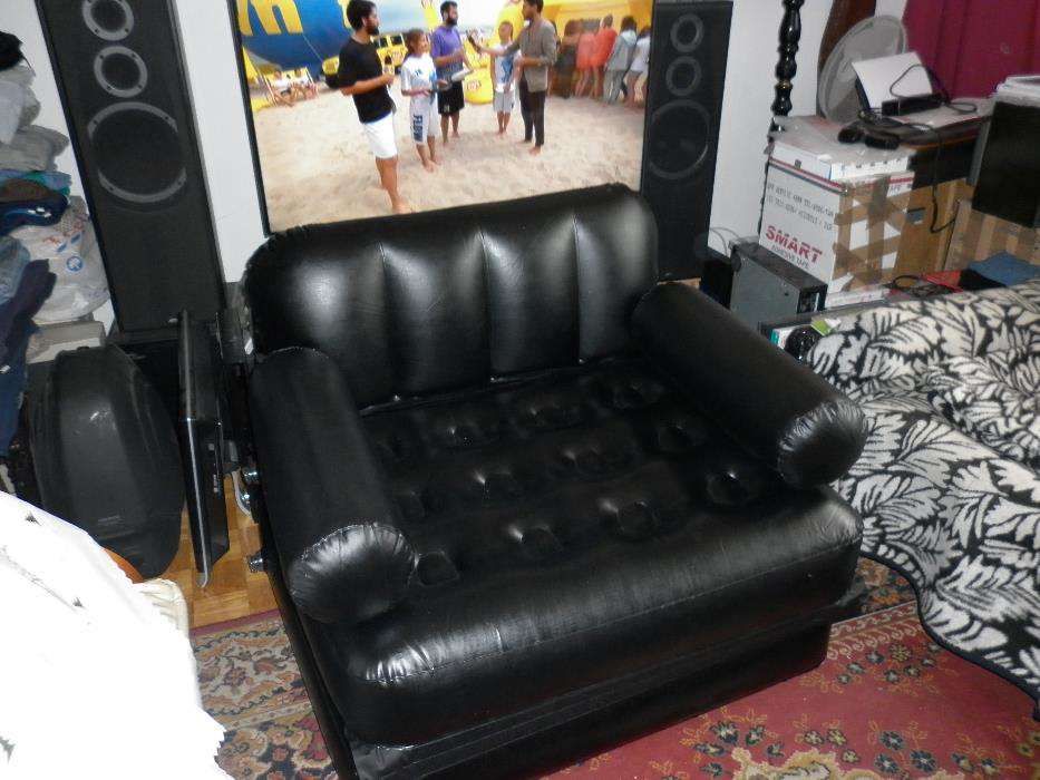 Krzesło Fotel Rozkładany Pompowany Camping, Czarne, Jak Nowe