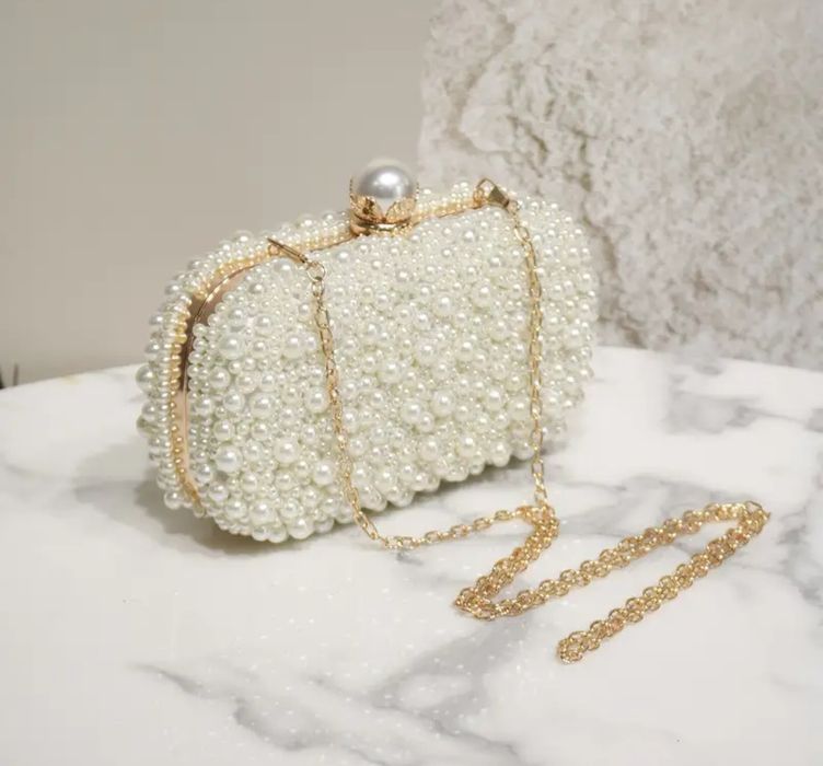 Zjawiskowa torebka wieczorowa perły perełki ślub wesele lolita vintage
