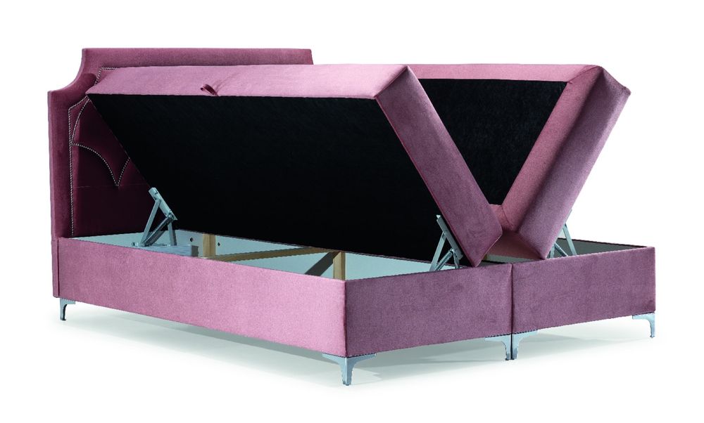 Łóżko kontynentalne welurowe ze zdobieniami 140x200