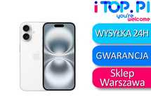 iPhone 16 128gb Biały JAK NOWY 100% Bateria FIZYCZNY SIM iTop WaWa