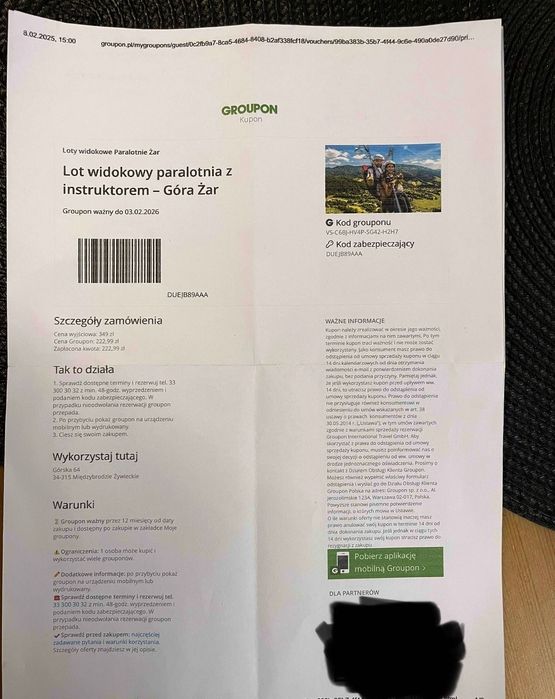 Sprzedam lot paralotnią - okazja