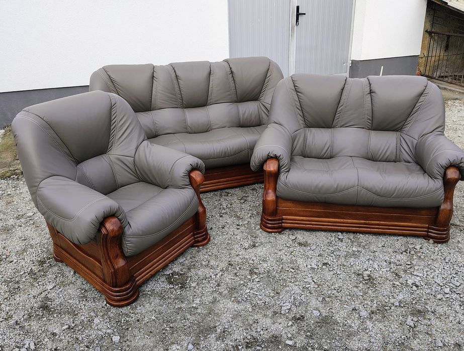 Wypoczynek dębowy 321 nowa skóra z funkcją spania