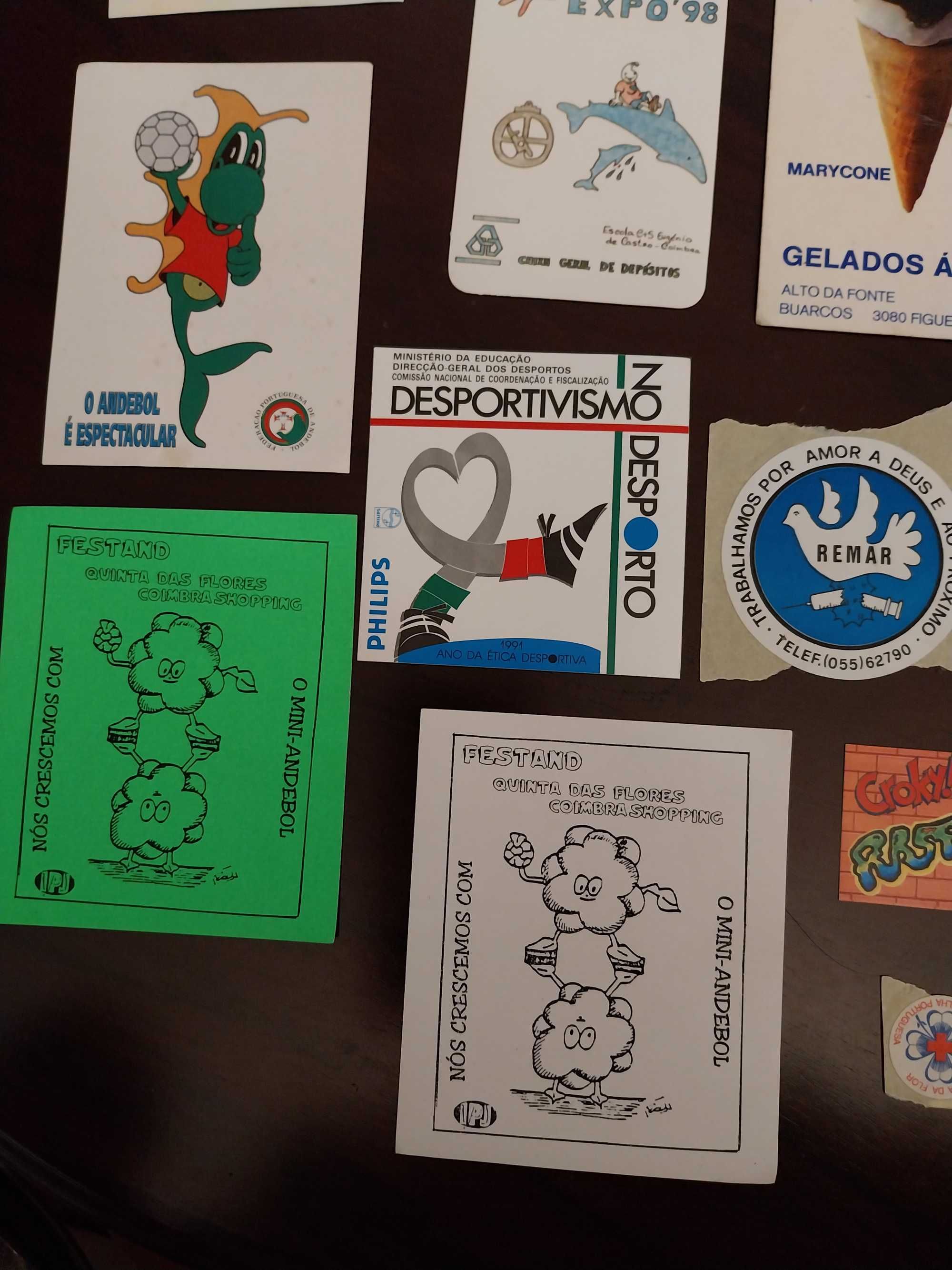 Lote 23 autocolantes variados - desporto, alimentação, expo 98 vintage