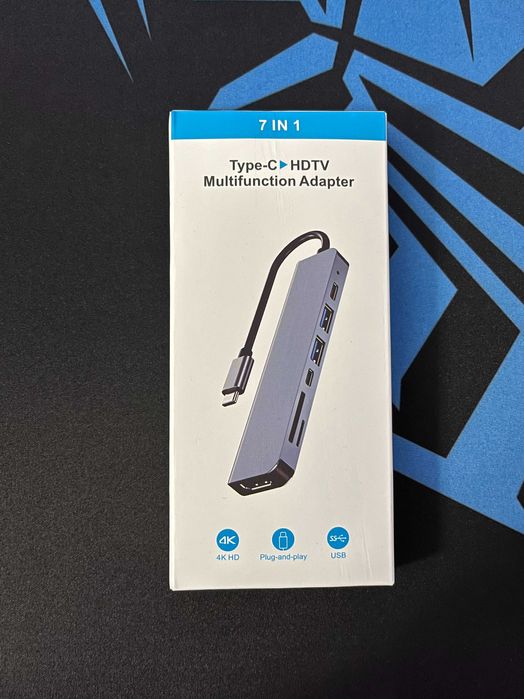 Концентратор Usb c Hub type c 7 в 1 HDMI PD SD TF macbook 4K 30hz 3.0