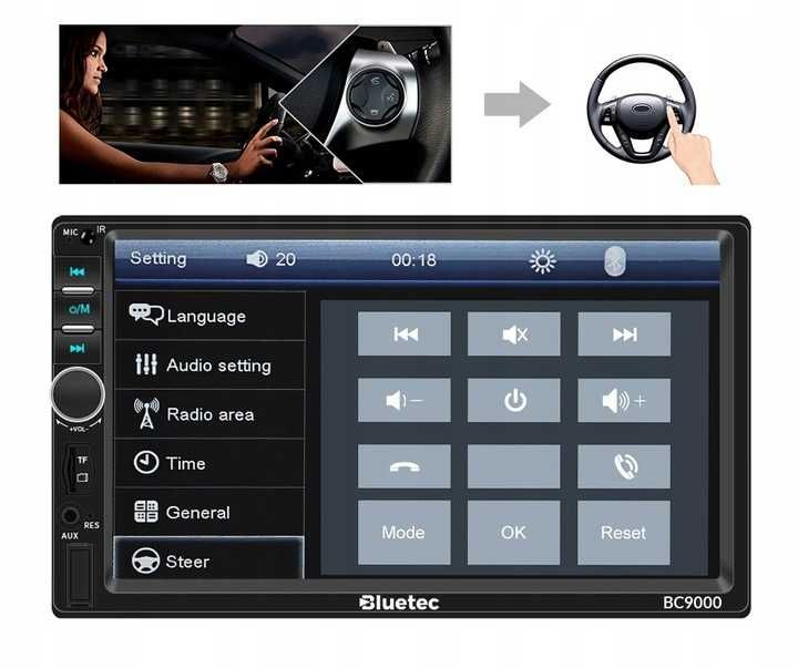 RADIO SAMOCHODOWE BLUETOOTH Usb 2din Wyświetlacz 7" +Kamera Cofania